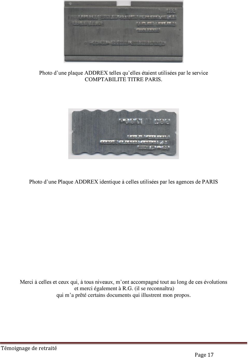 Photo d une Plaque ADDREX identique à celles utilisées par les agences de PARIS Merci à celles