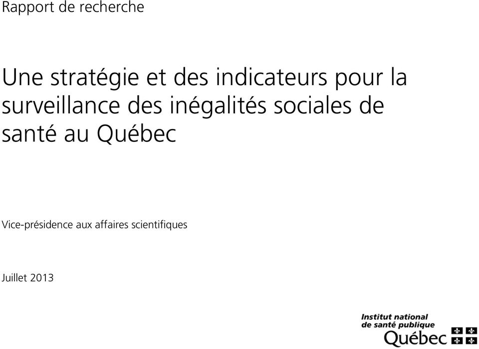 inégalités sociales de santé au Québec