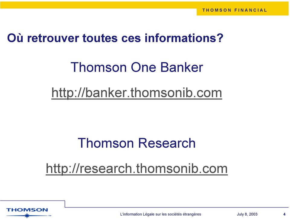Thomson One Banker http://banker.