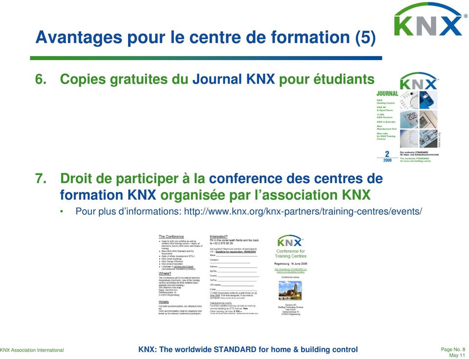 Droit de participer à la conference des centres de formation KNX