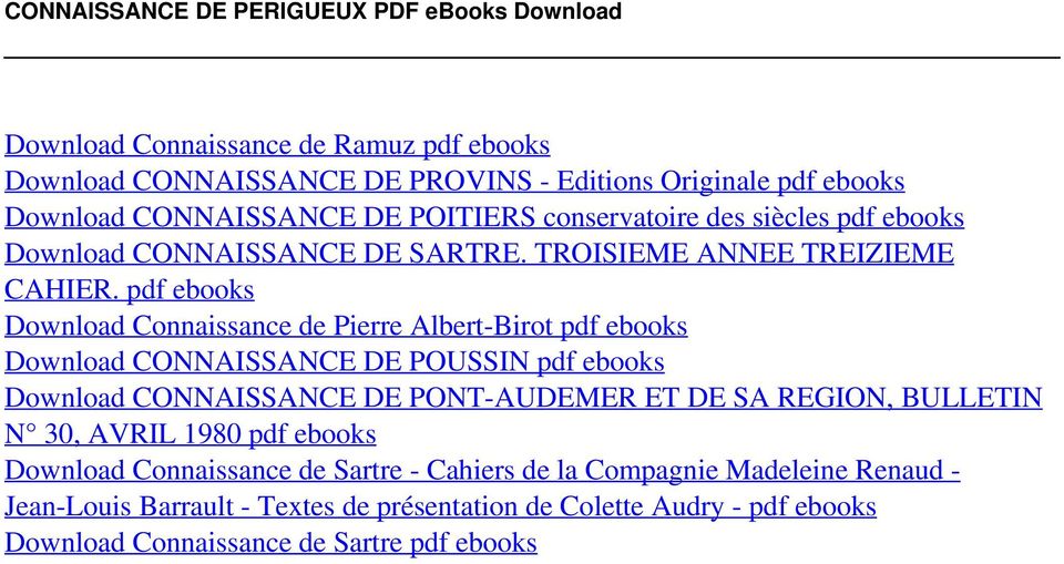 DE POITIERS conservatoire des siècles pdf ebooks Download CONNAISSANCE DE SARTRE. TROISIEME ANNEE TREIZIEME CAHIER.