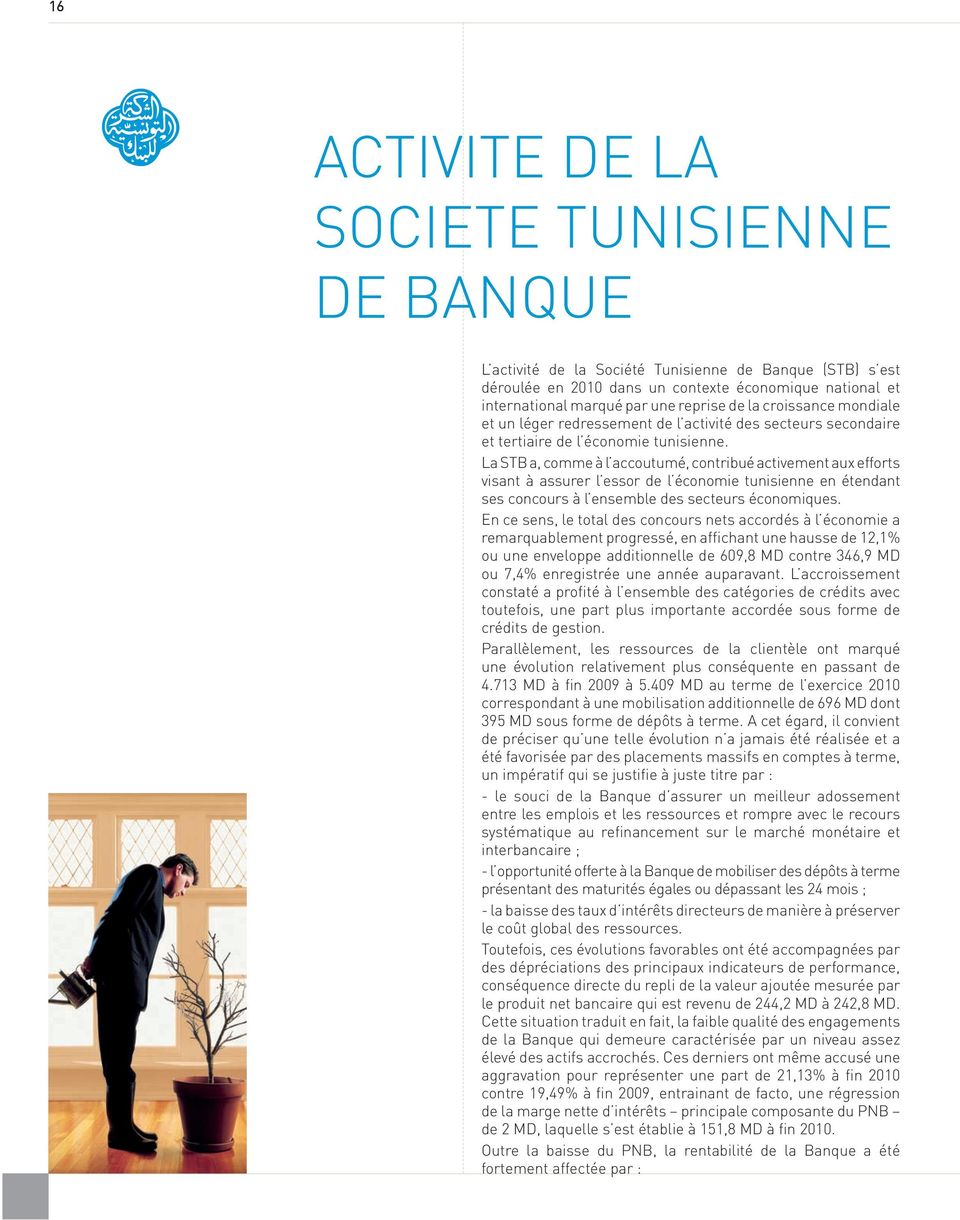 La STB a, comme à l accoutumé, contribué activement aux efforts visant à assurer l essor de l économie tunisienne en étendant ses concours à l ensemble des secteurs économiques.