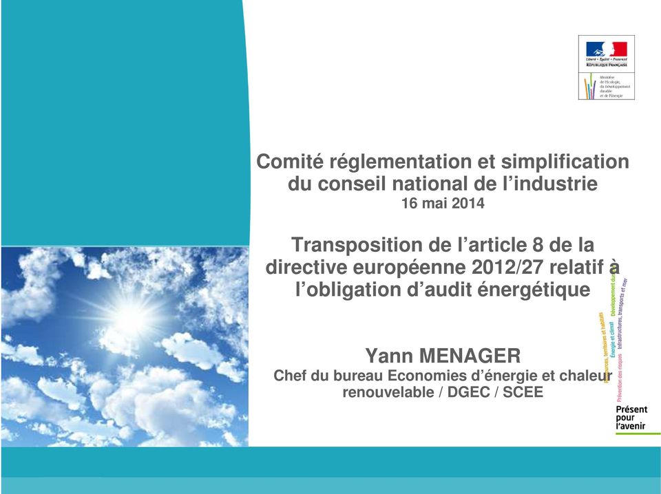 européenne 2012/27 relatif à l obligation d audit énergétique Yann