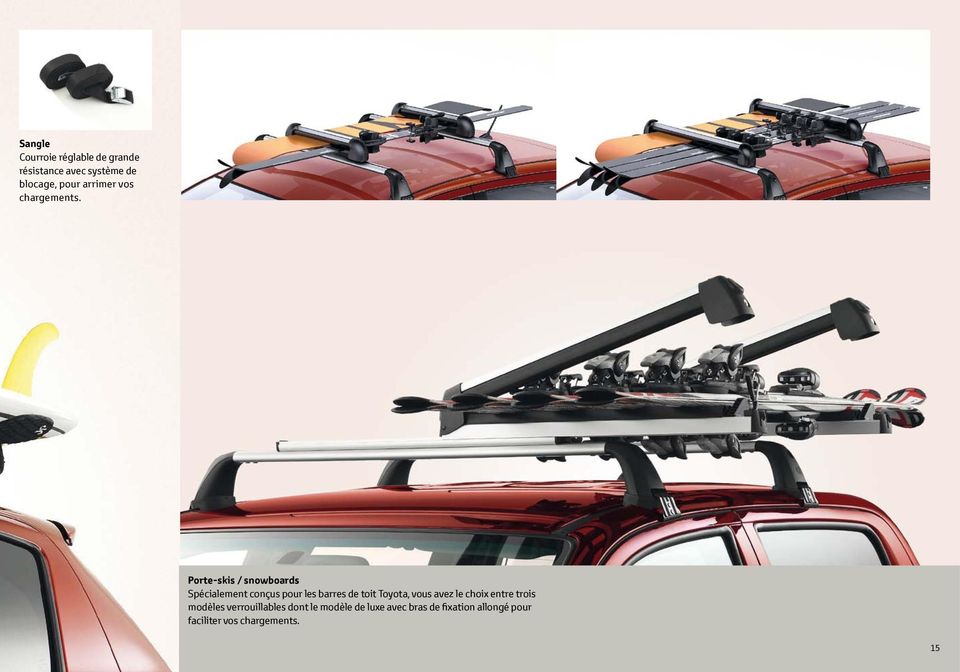03 Porte-skis / snowboards Spécialement conçus pour les barres de toit Toyota,