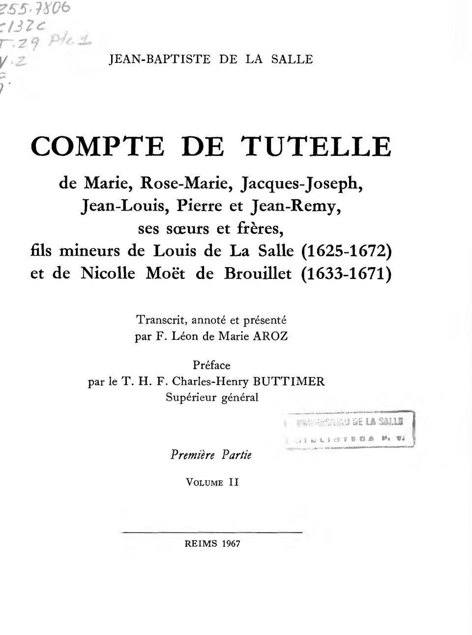 Nicolle Moet de Brouillet (1633-1671) Transcrit, annote et presente par F.