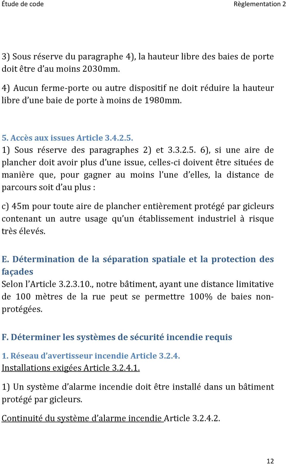 Accès aux issues Article 3.4.2.5.