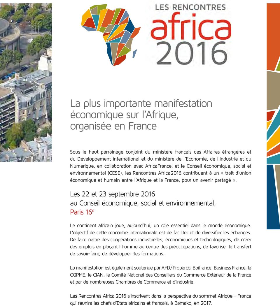 «trait d union économique et humain entre l Afrique et la France, pour un avenir partagé».
