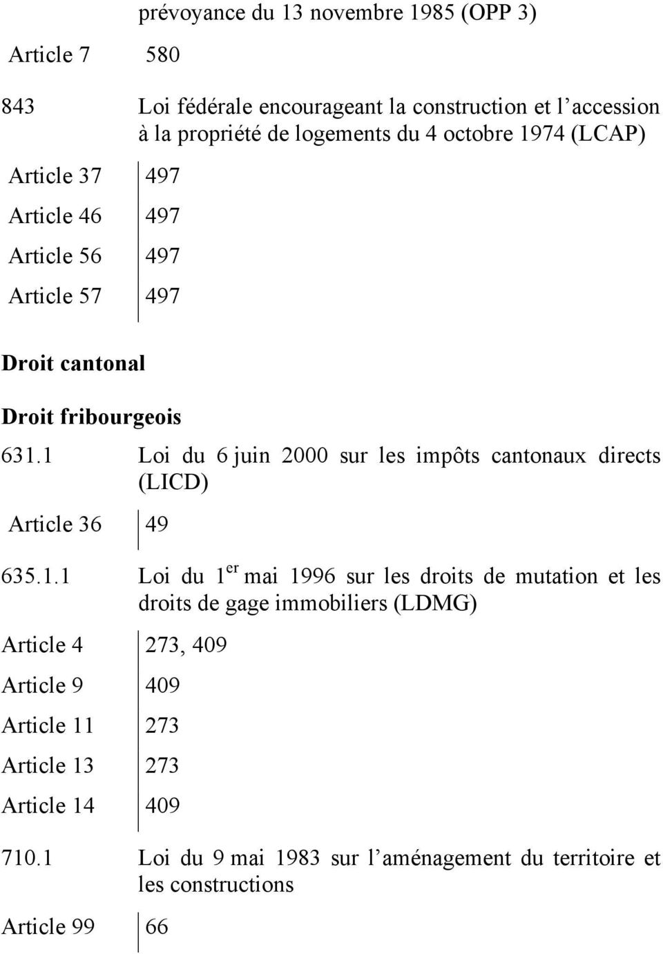 1 Loi du 6 juin 2000 sur les impôts cantonaux directs (LICD) Article 36 49 635.1.1 Loi du 1 er mai 1996 sur les droits de mutation et les droits de