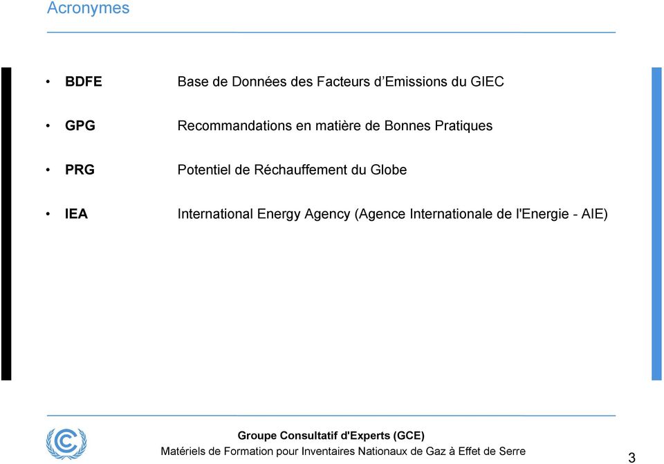 Pratiques PRG Potentiel de Réchauffement du Globe IEA