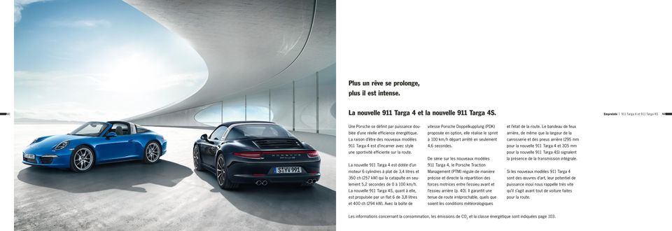 La raison d être des nouveaux modèles 911 Targa 4 est d incarner avec style une sportivité efficiente sur la route.