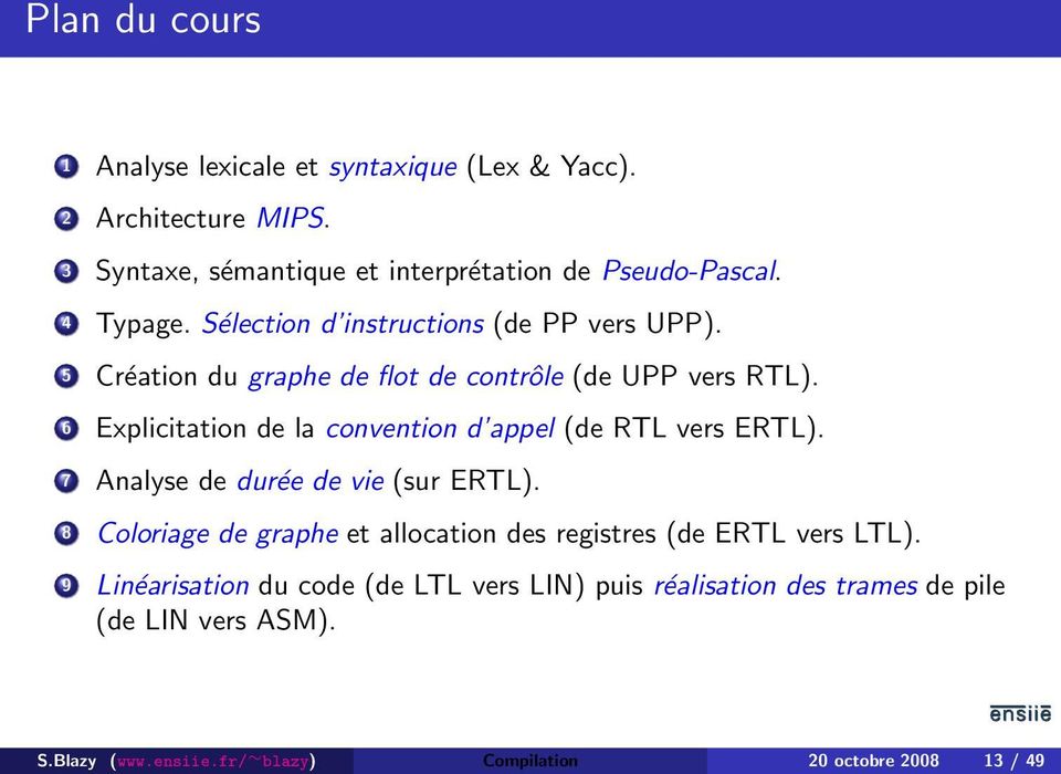 6 Explicitation de la convention d appel (de RTL vers ERTL). 7 Analyse de durée de vie (sur ERTL).