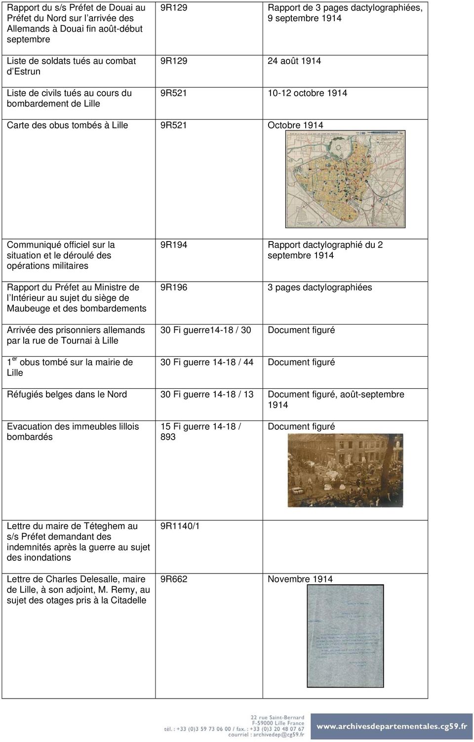 opérations militaires 9R194 Rapport dactylographié du 2 septembre Rapport du Préfet au Ministre de l Intérieur au sujet du siège de Maubeuge et des bombardements 9R196 3 pages dactylographiées