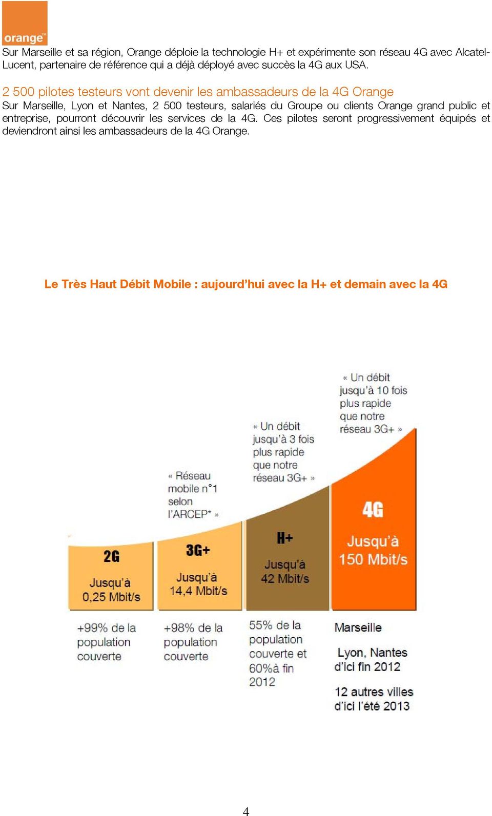 2 500 pilotes testeurs vont devenir les ambassadeurs de la 4G Orange Sur Marseille, Lyon et Nantes, 2 500 testeurs, salariés du Groupe ou