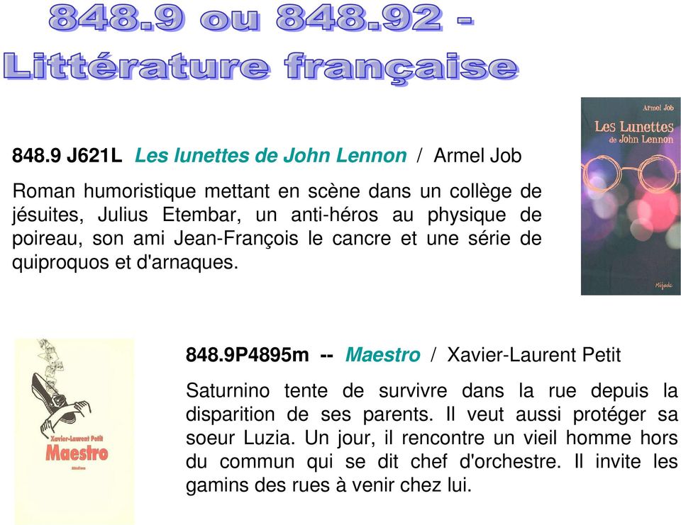 9P4895m -- Maestro / Xavier-Laurent Petit Saturnino tente de survivre dans la rue depuis la disparition de ses parents.