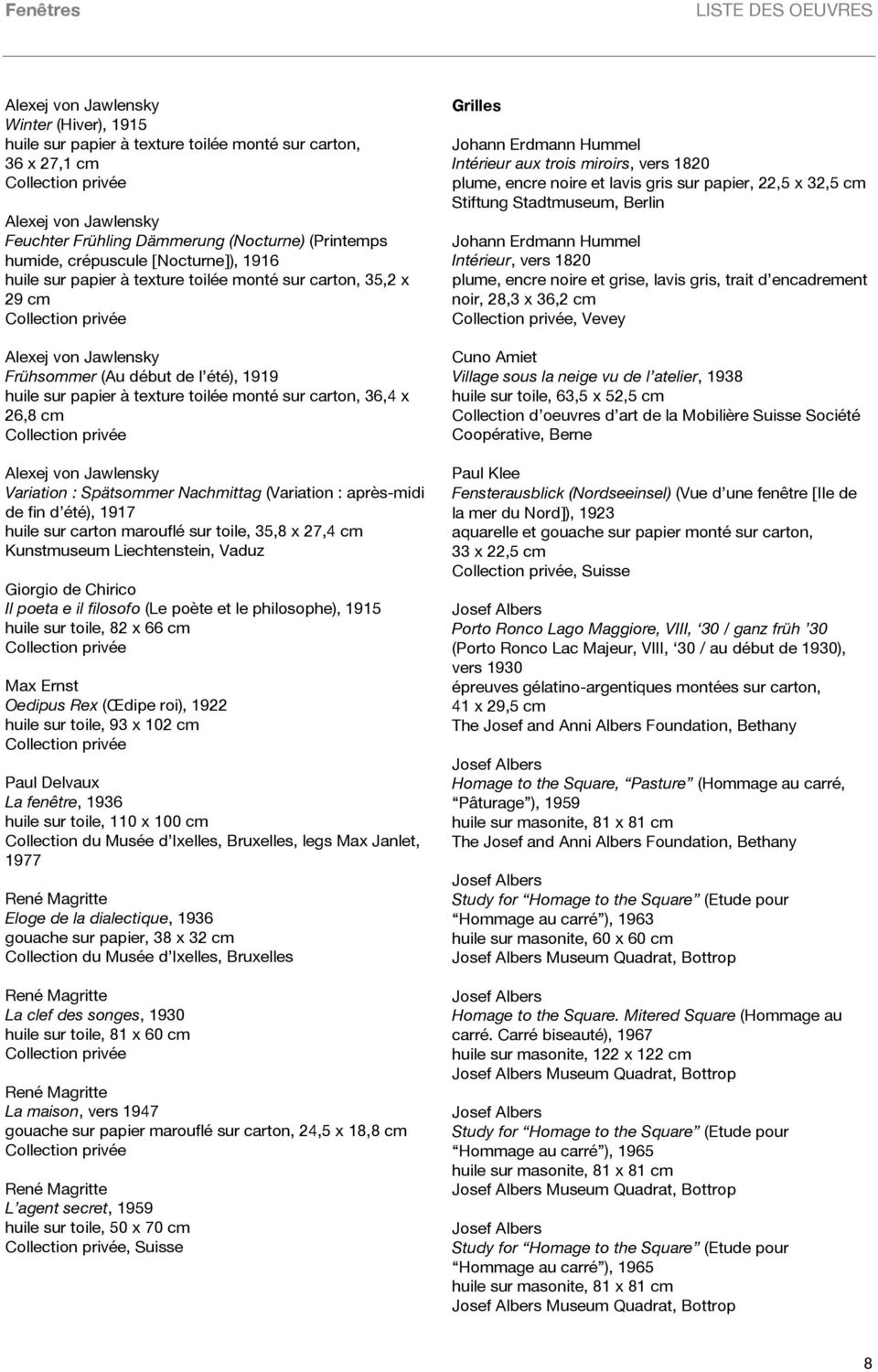 sur carton, 36,4 x 26,8 cm Alexej von Jawlensky Variation : Spätsommer Nachmittag (Variation : après-midi de fin d été), 1917 huile sur carton marouflé sur toile, 35,8 x 27,4 cm Kunstmuseum