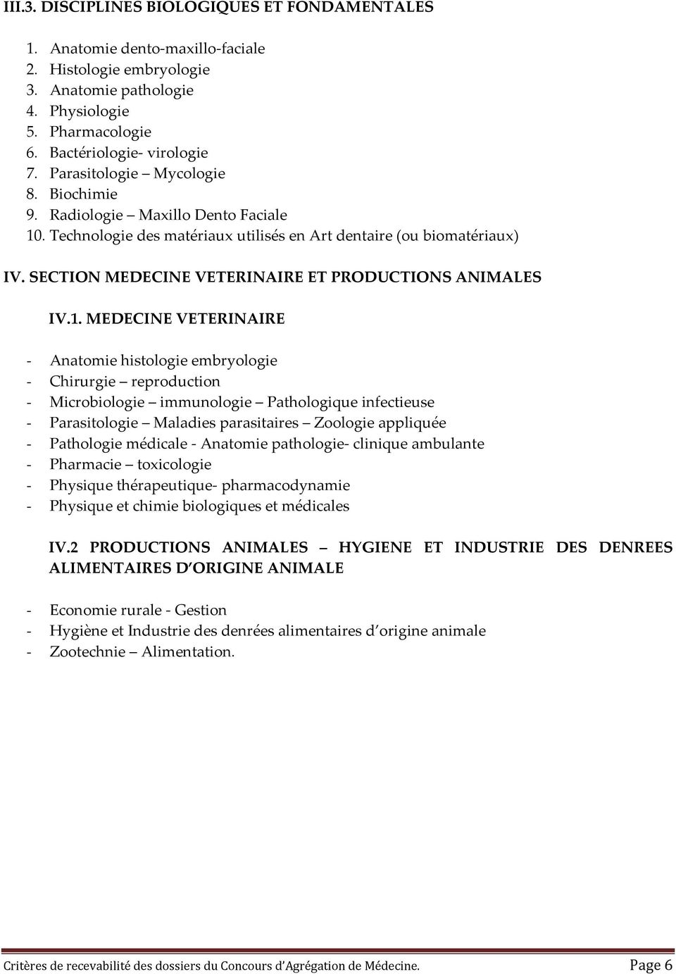 SECTION MEDECINE VETERINAIRE ET PRODUCTIONS ANIMALES IV.1.