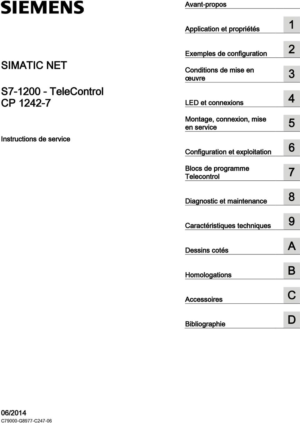 service 5 Configuration et exploitation 6 Blocs de programme Telecontrol 7 Diagnostic et maintenance 8