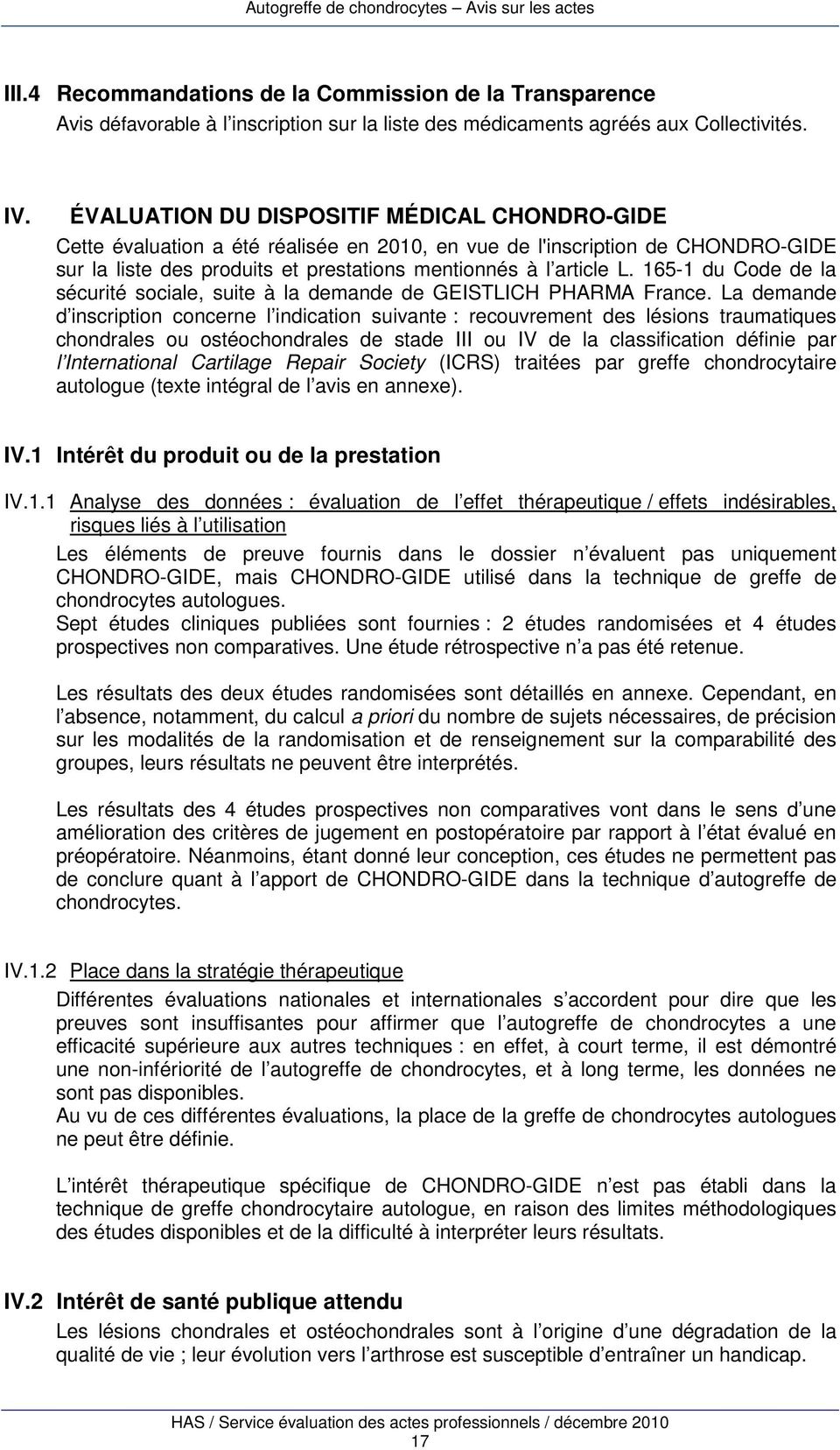 165-1 du Code de la sécurité sociale, suite à la demande de GEISTLICH PHARMA France.