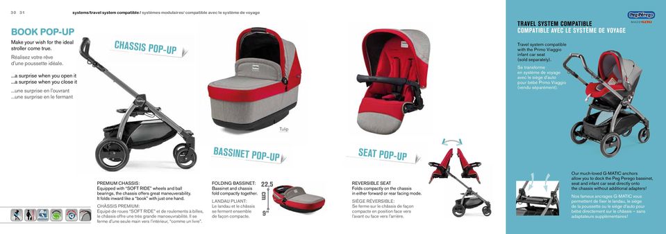 ..une surprise en le fermant CHASSIS POP-UP TRAVEL SYSTEM COMPATIBLE COMPATIBLE AVEC LE SYSTÈME DE VOYAGE Travel system compatible with the Primo Viaggio infant car seat (sold separately).