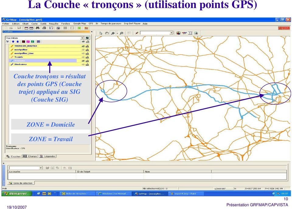 points GPS (Couche trajet) appliqué au