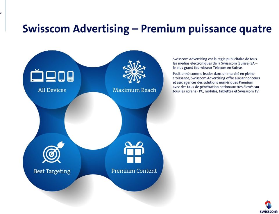 Positionné comme leader dans un marché en pleine croissance, Swisscom Advertising offre aux annonceurs et aux