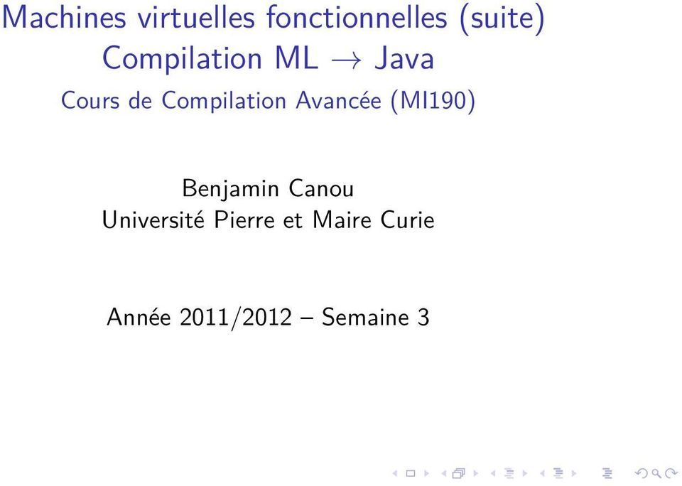Avancée (MI190) Benjamin Canou Université