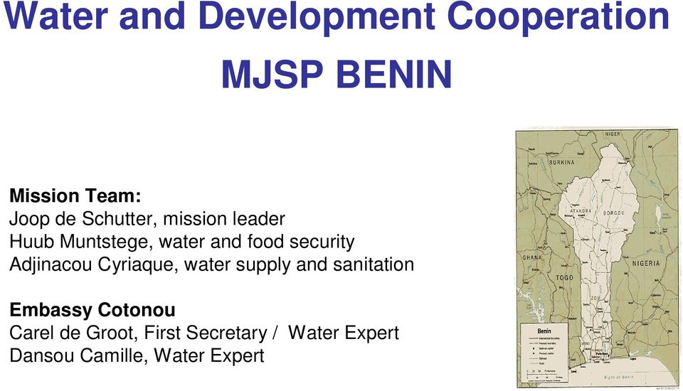 Adjinacou Cyriaque, water supply and sanitation Embassy Cotonou