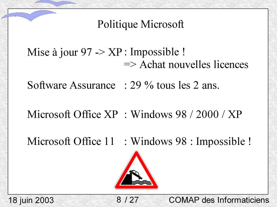 ans. Microsoft Office XP : Windows 98 / 2000 / XP Microsoft