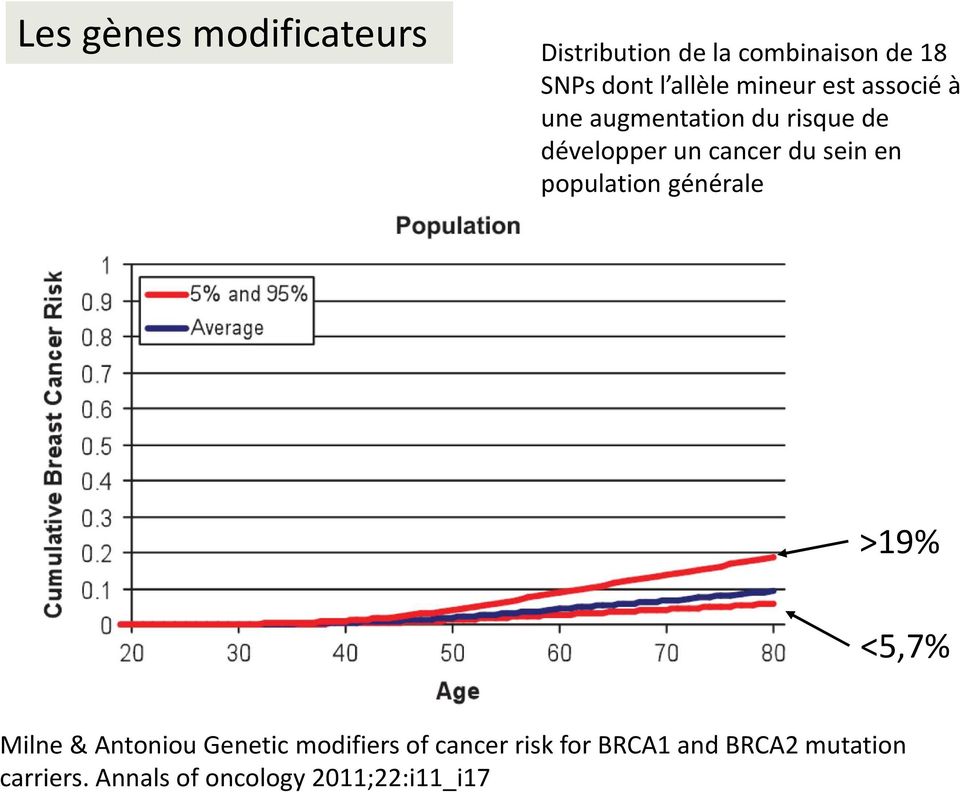 cancer du sein en population générale >19% <5,7% Milne&