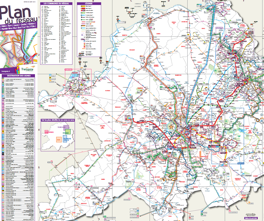 Synthèse du réseau de transports de la Métropole Européenne de Lille 87 communes, 1.100.