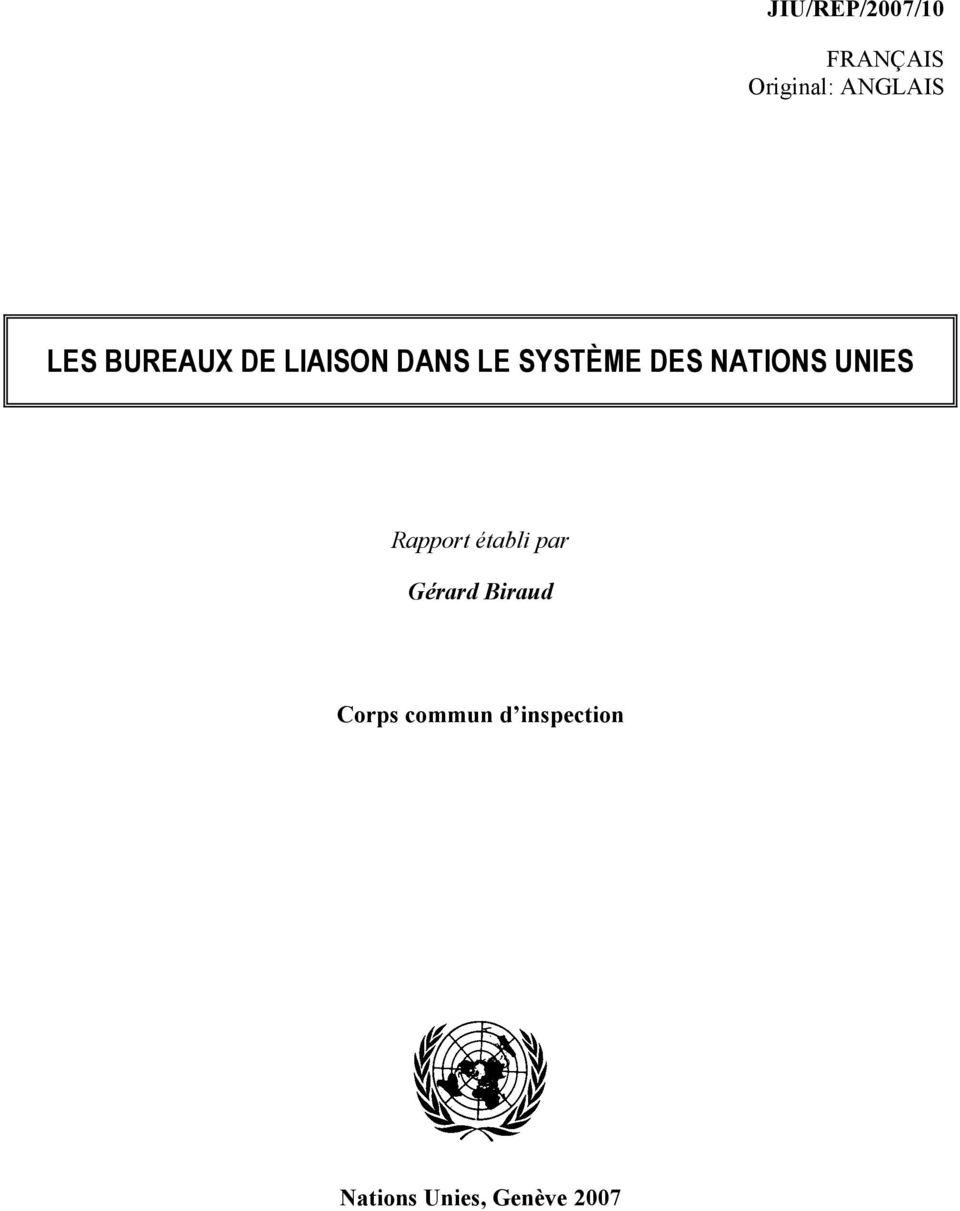 UNIES Rapport établi par Gérard Biraud Corps