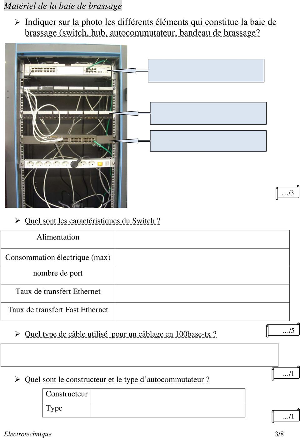 Alimentation Consommation électrique (max) nombre de port Taux de transfert Ethernet Taux de transfert Fast Ethernet