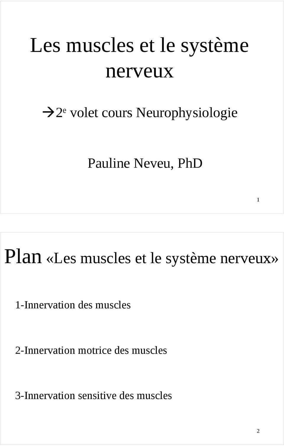 Plan «Les muscles et le système nerveux»