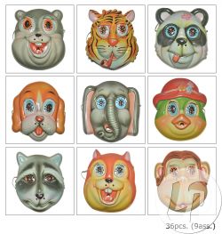Nom produit: lot de 36 masques coque animaux pour ENFANT Modèle/Référence produit: e61/403630 Poids produit: 0.