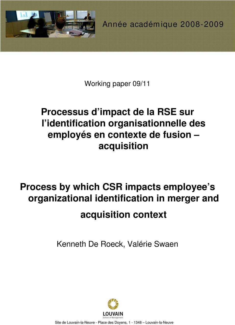 which CSR impacts employee s organizational identification in merger and acquisition