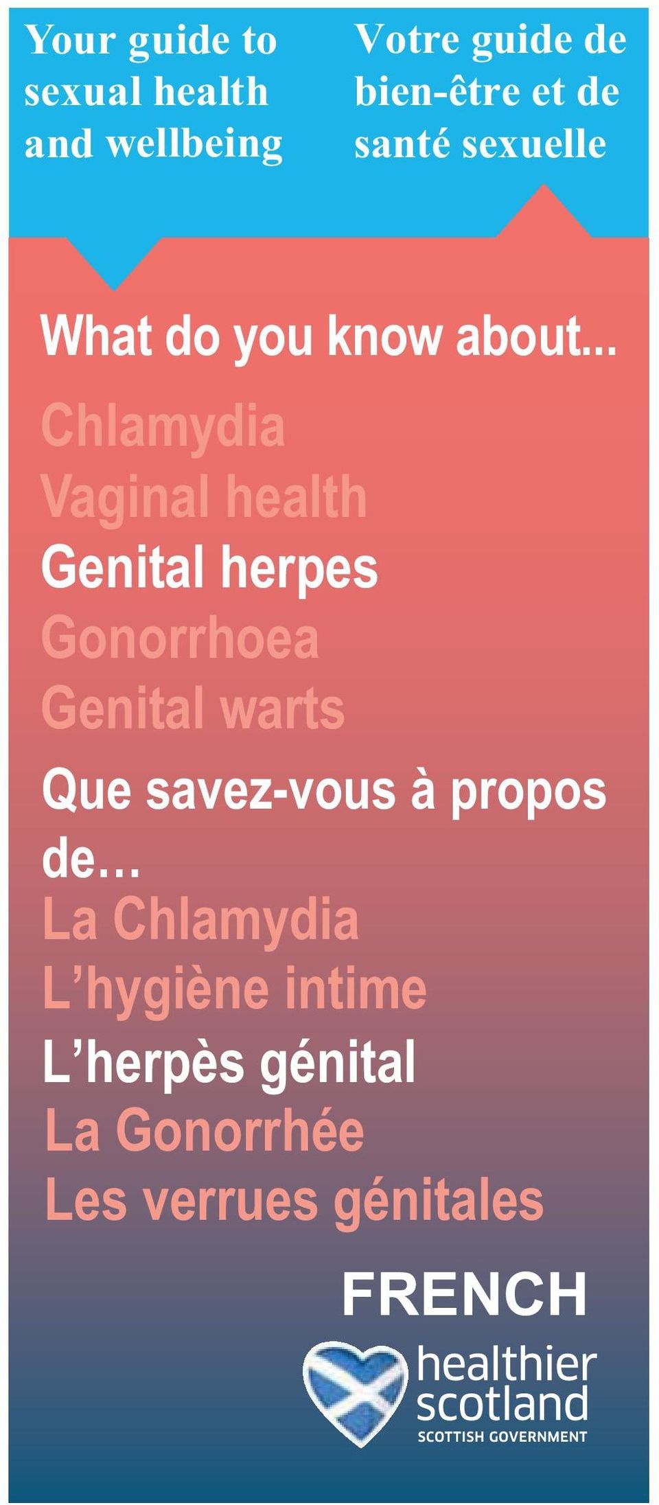 .. Chlamydia Vaginal health Genital herpes Gonorrhoea Genital warts Que