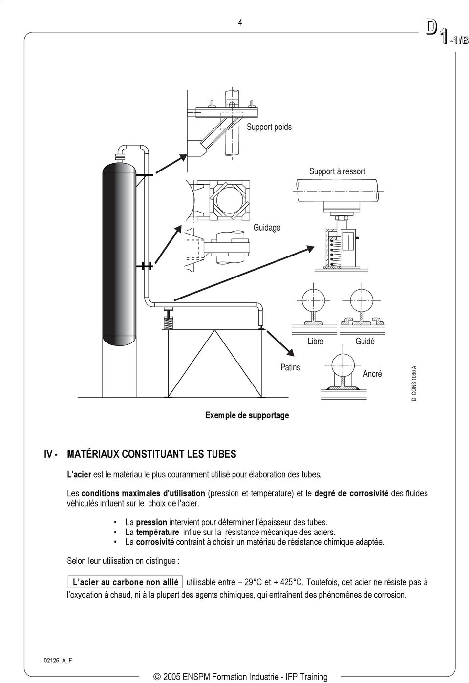 La pression intervient pour déterminer l épaisseur des tubes. La température influe sur la résistance mécanique des aciers.