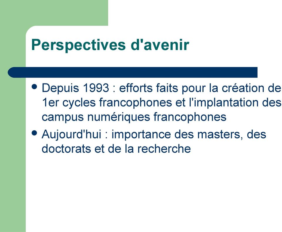 l'implantation des campus numériques francophones