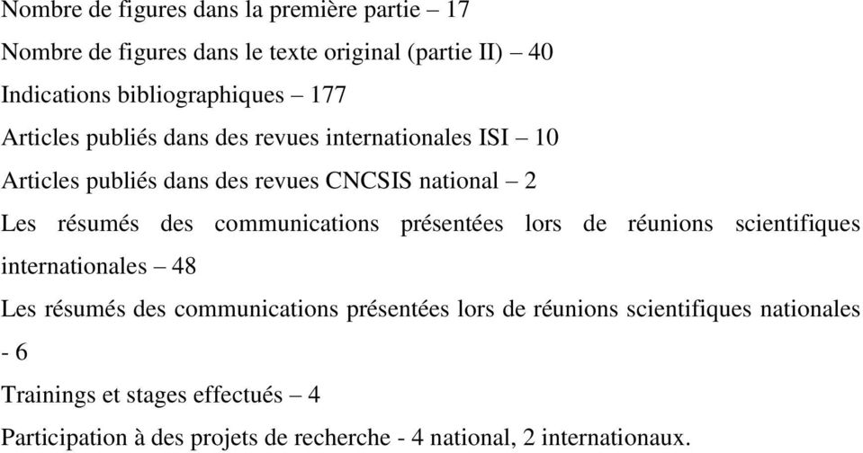communications présentées lors de réunions scientifiques internationales 48 Les résumés des communications présentées lors de