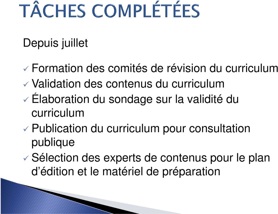 curriculum Publication du curriculum pour consultation publique Sélection