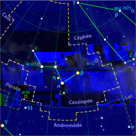 Cassiopée Cassiopée est visible dans le ciel toute l année avec une préférence pour novembre où elle est très haute. Elle se reconnaît avec sa forme en W.
