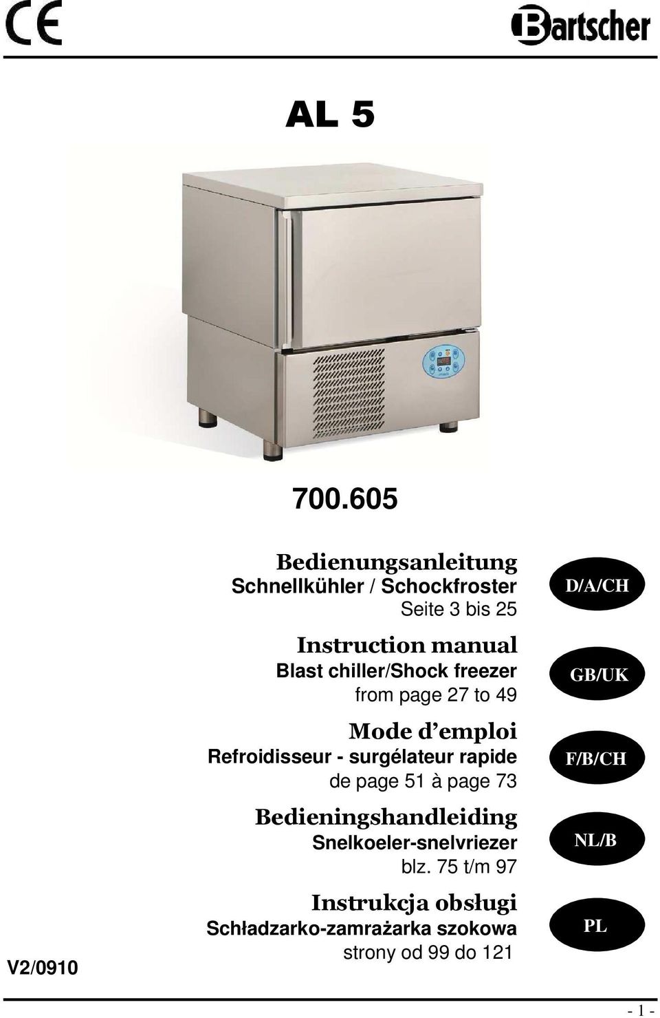 manual Blast chiller/shck freezer frm page 27 t 49 Mde d empli Refridisseur - surgélateur
