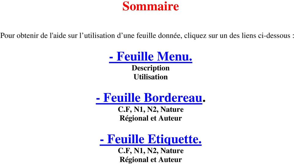 Description Utilisation - Feuille Bordereau. C.