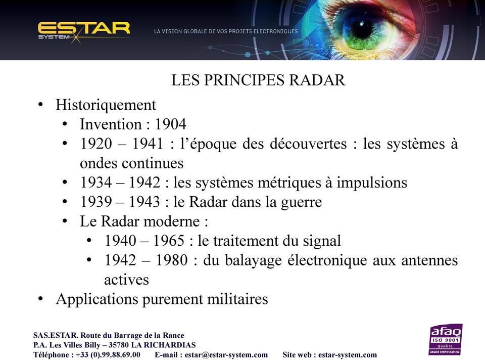 impulsions 1939 1943 : le Radar dans la guerre Le Radar moderne : 1940 1965 : le