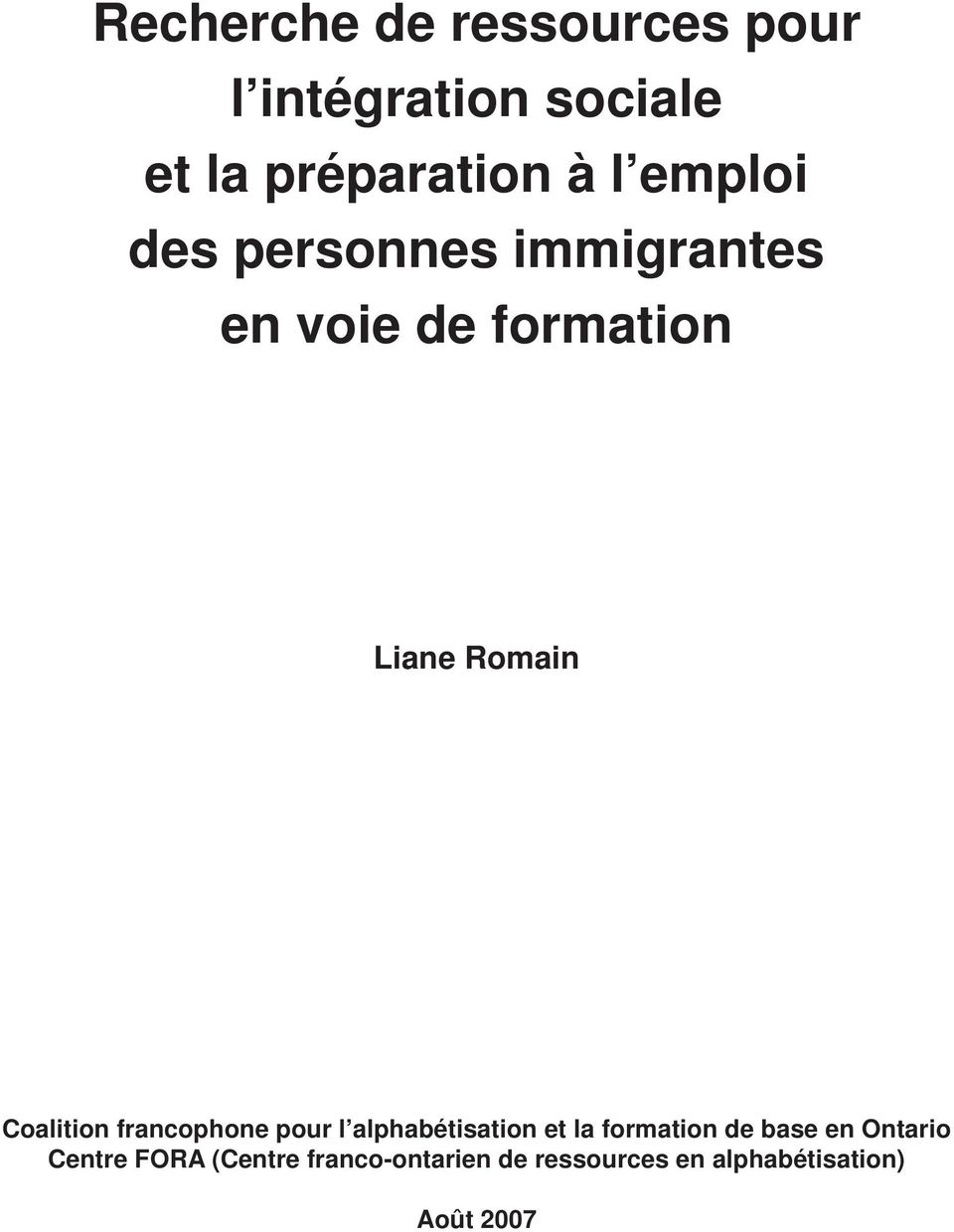 Coalition francophone pour l alphabétisation et la formation de base en