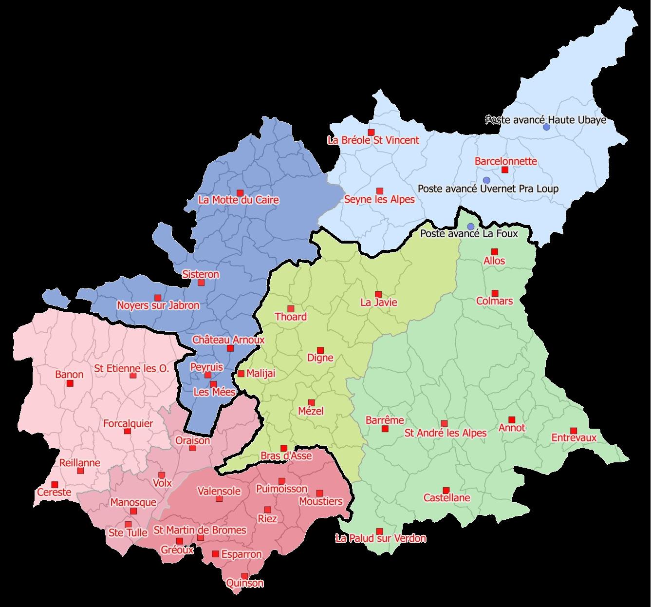 1.2. Organisation territoriale de proximité Pour mener à bien ses missions, le Service Départemental d Incendie et de Secours des Alpes de Haute- Provence (SDIS 04) est organisé territorialement en 3