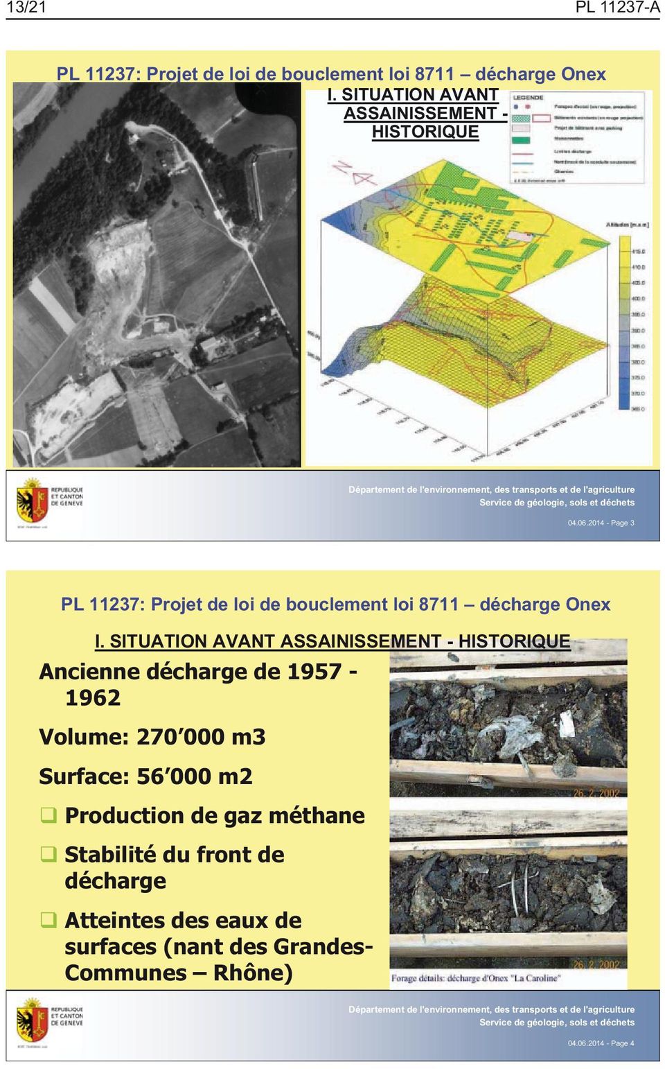 270 000 m3 Surface: 56 000 m2 Production de gaz méthane Stabilité du front de