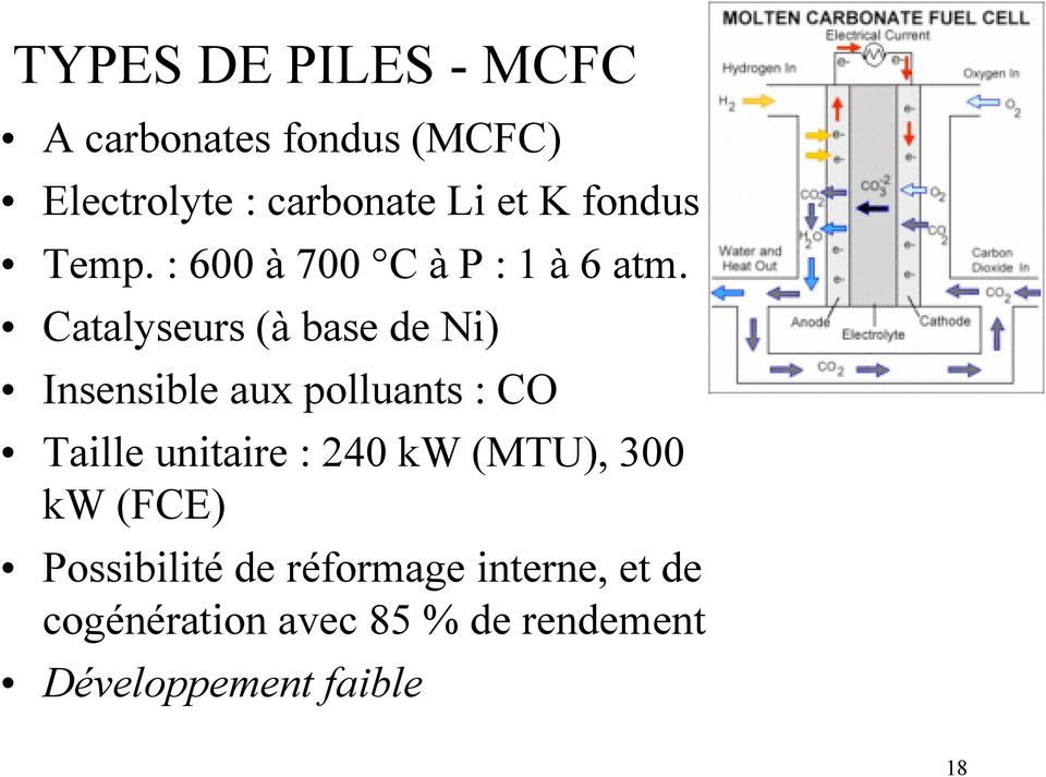 Catalyseurs (à base de Ni) Insensible aux polluants : CO Taille unitaire : 240 kw