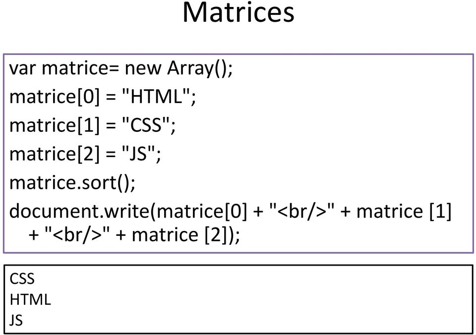 matrice.sort(); document.