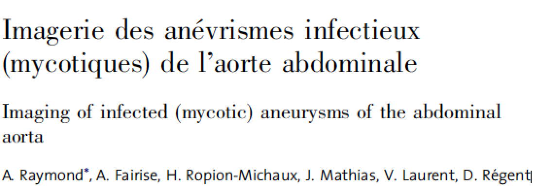 Diagnostics différentiels Anévrisme inflammatoire: variant